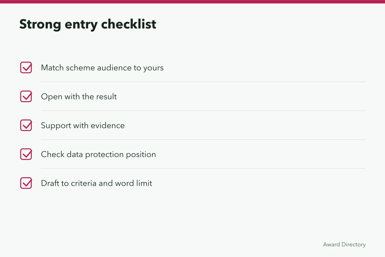 Checklist of five steps for a strong awards entry (In-house communications awards UK: which are worth entering?)